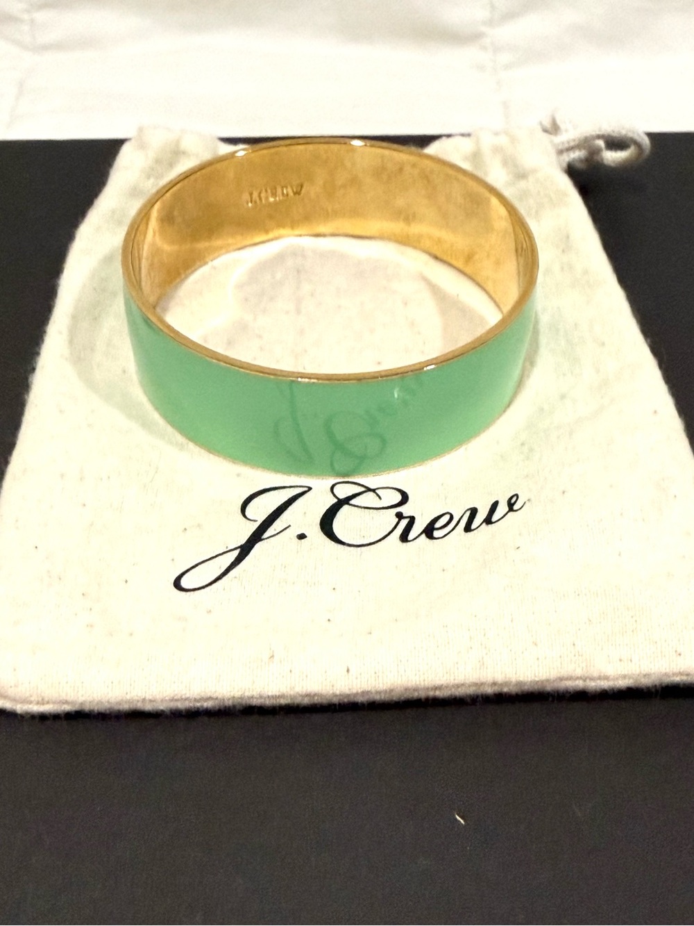 J. Crew Mint Green Enamel and Gold-Tone Bangle Bracelet